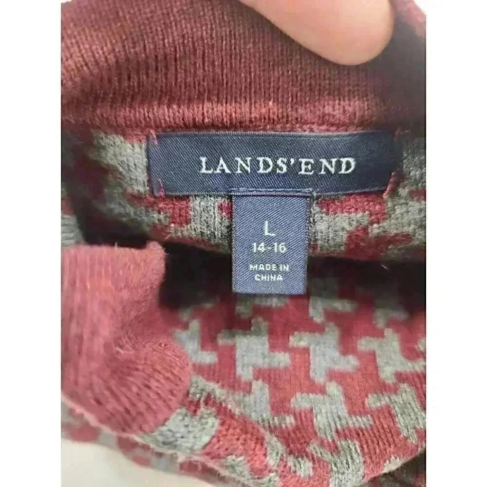 Lands' End Cotton Blend Pattern Sweater Cardigan Women's L - Picture 7 of 8